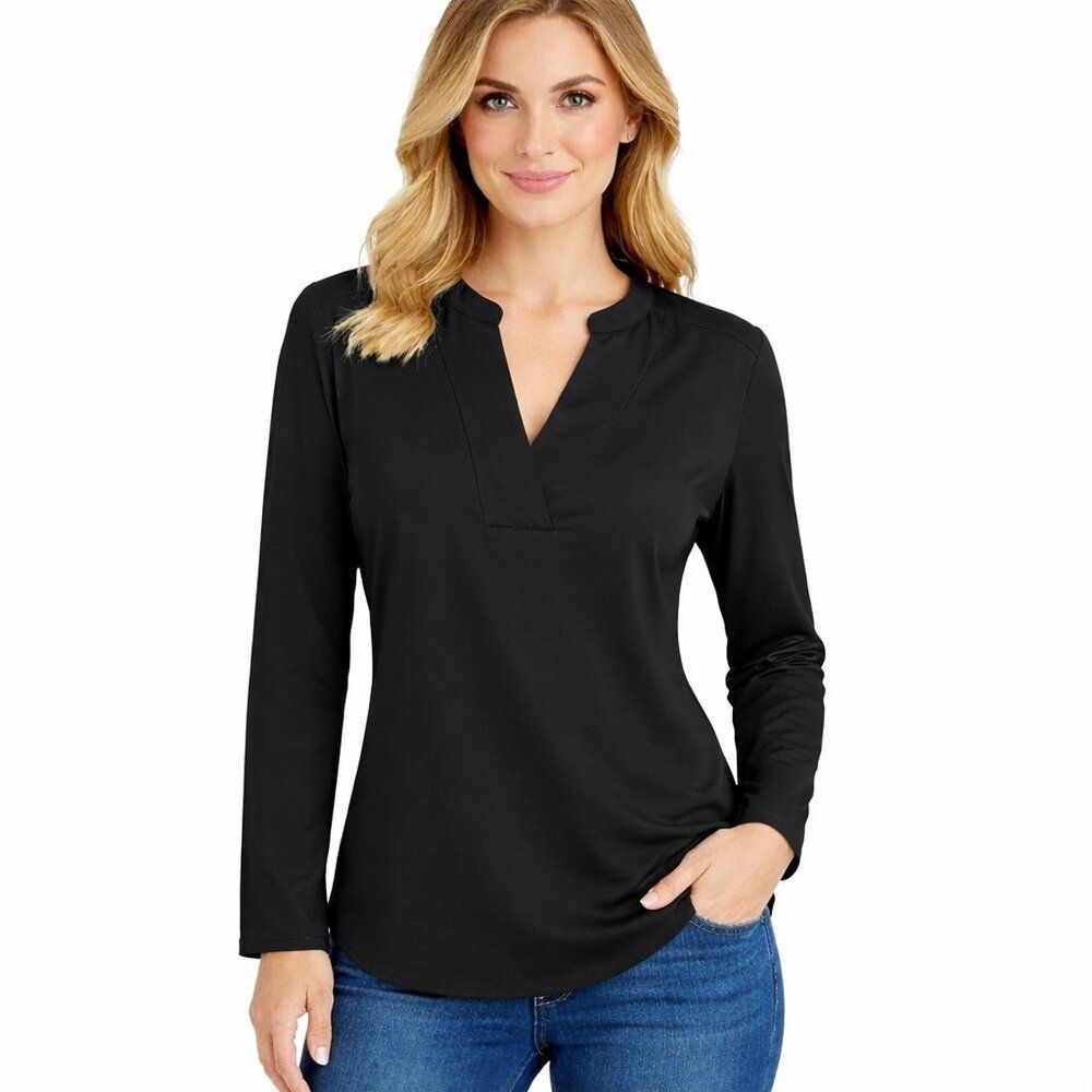 Chico's Black Top Size 2 (12) Long Sleeve